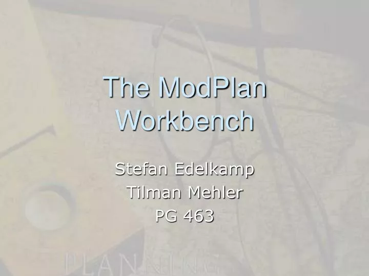 the modplan workbench