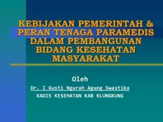 kebijakan pemerintah peran tenaga paramedis dalam pembangunan bidang kesehatan masyarakat