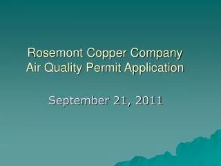 Rosemont Copper Company Air Quality Permit Application