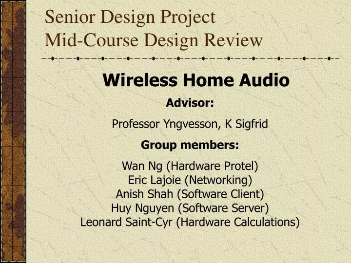 senior design project mid course design review