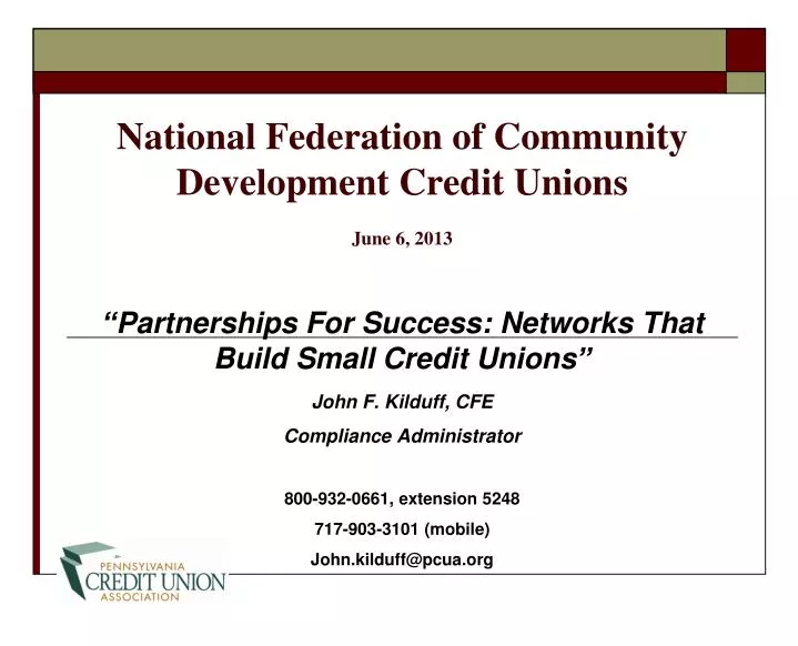 national federation of community development credit unions june 6 2013