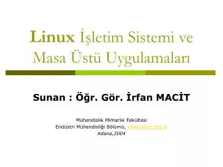 linux letim sistemi ve masa st uygulamalar