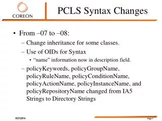 PCLS Syntax Changes