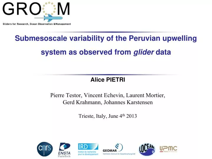 submesoscale variability of the peruvian upwelling system as observed from glider data