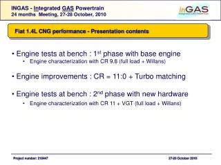 Fiat 1.4L CNG performance - Presentation contents