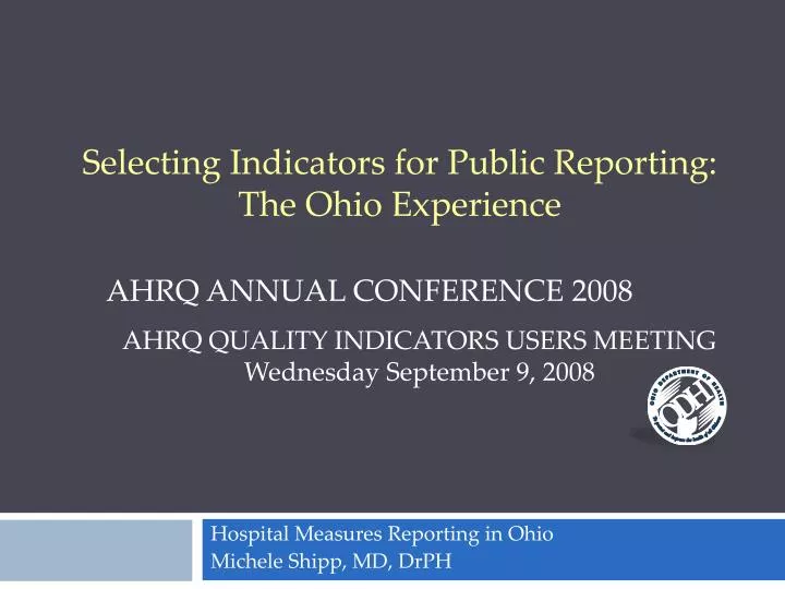 hospital measures reporting in ohio michele shipp md drph