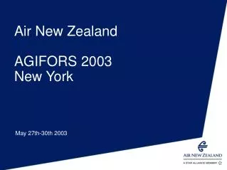 Air New Zealand AGIFORS 2003 New York
