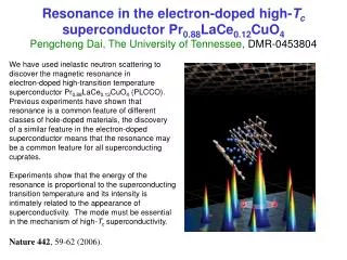 We have used inelastic neutron scattering to discover the magnetic resonance in