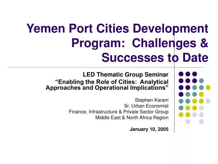 yemen port cities development program challenges successes to date