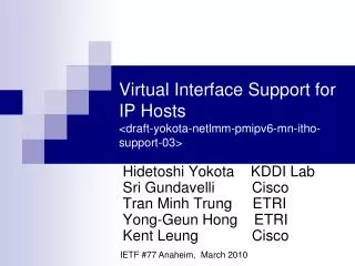Virtual Interface Support for IP Hosts &lt;draft-yokota-netlmm-pmipv6-mn-itho-support-03&gt;