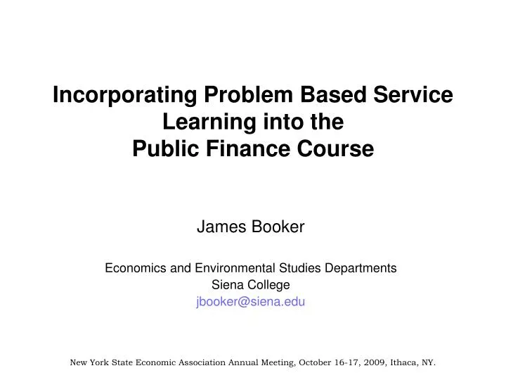 incorporating problem based service learning into the public finance course