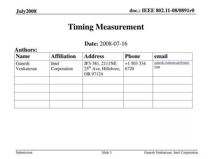 timing measurement