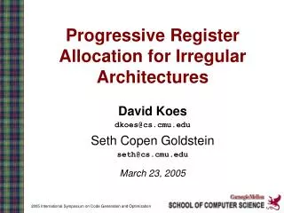 Progressive Register Allocation for Irregular Architectures