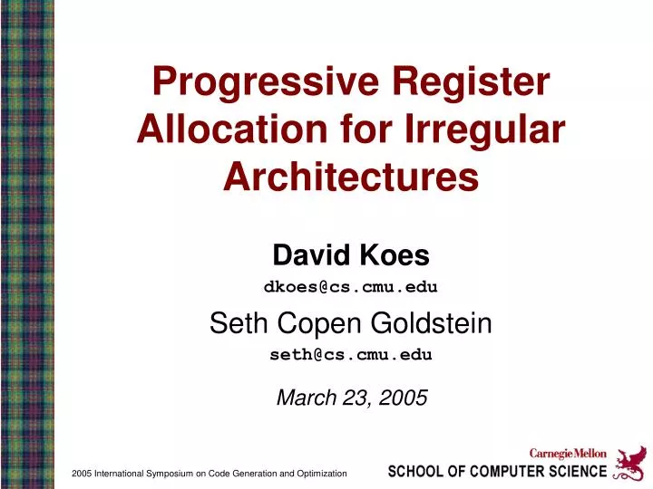 progressive register allocation for irregular architectures