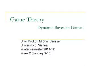 Game Theory 		Dynamic Bayesian Games