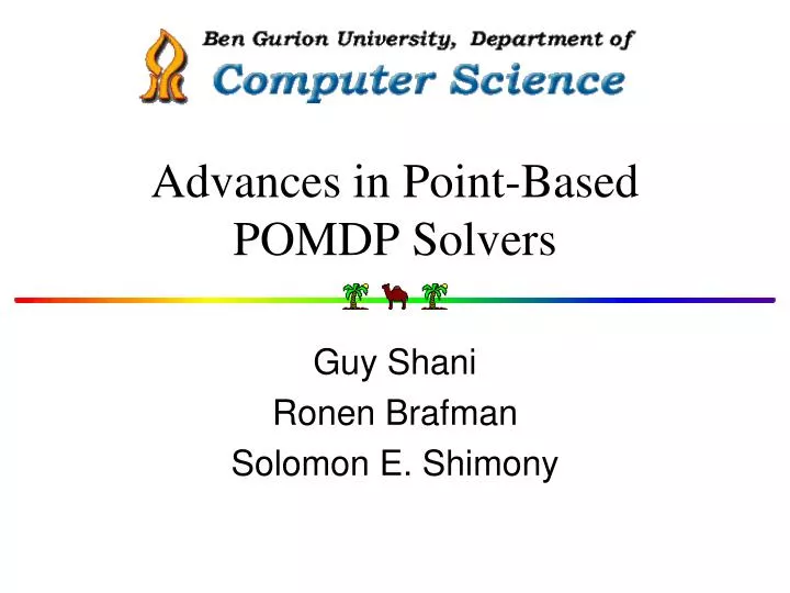 advances in point based pomdp solvers