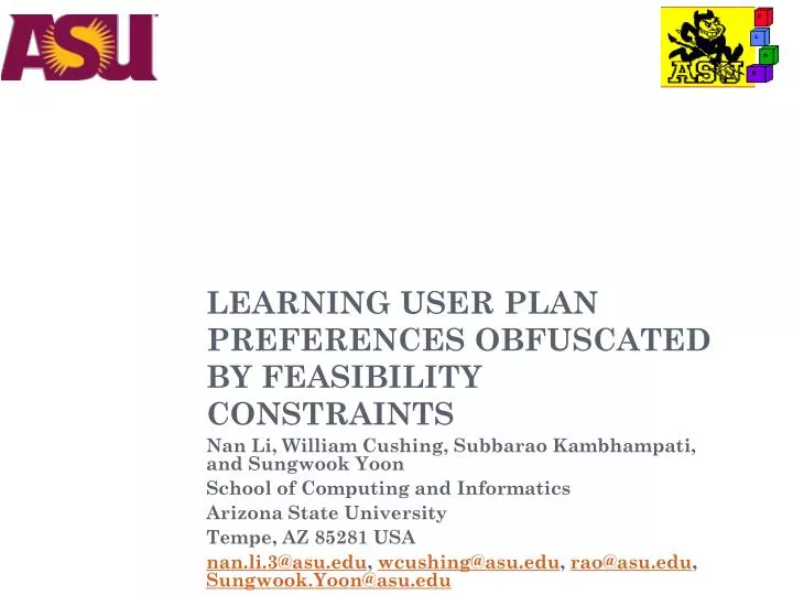 learning user plan preferences obfuscated by feasibility constraints