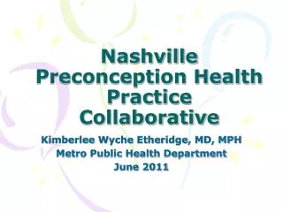 Nashville Preconception Health Practice Collaborative