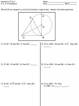 Geometry/Trig 2			Name __________________________