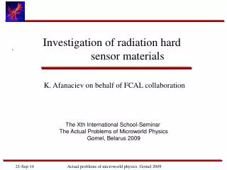 Investigation of radiation hard sensor materials