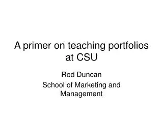 A primer on teaching portfolios at CSU