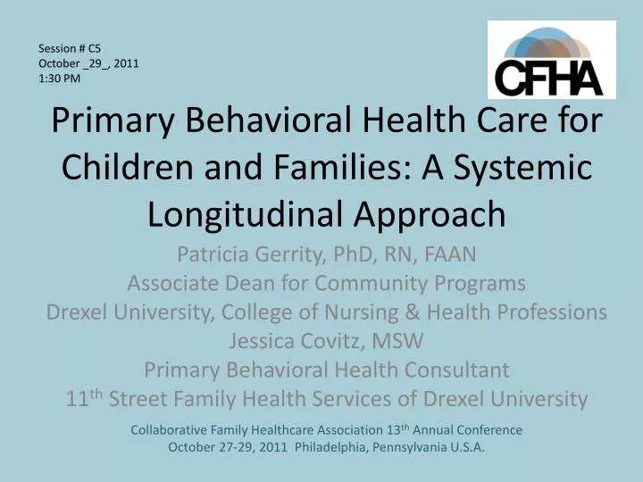 primary behavioral health care for children and families a systemic longitudinal approach
