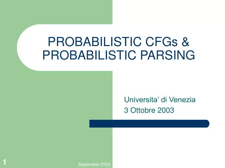 probabilistic cfgs probabilistic parsing