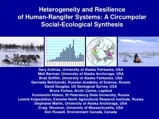 Heterogeneity and Resilience of Human-Rangifer Systems: A Circumpolar Social-Ecological Synthesis