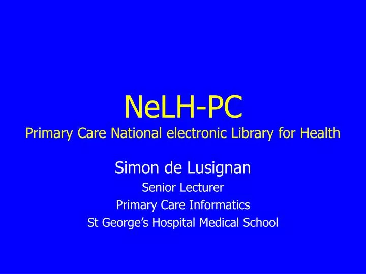 nelh pc primary care national electronic library for health