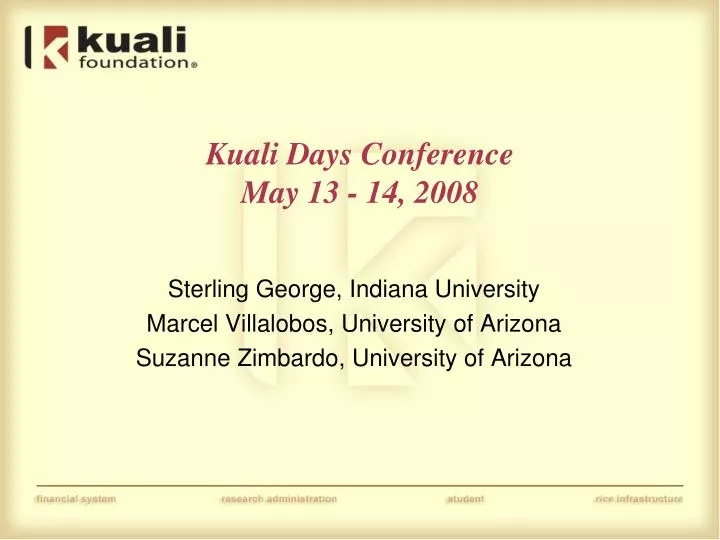 kuali days conference may 13 14 2008