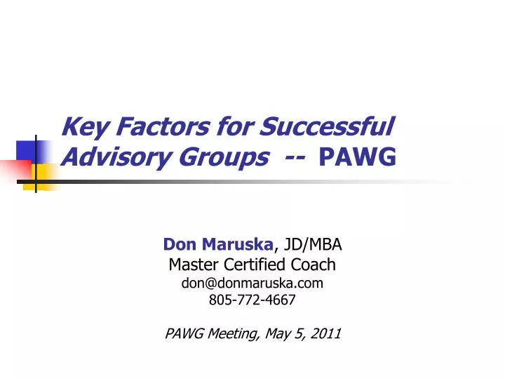 key factors for successful advisory groups pawg