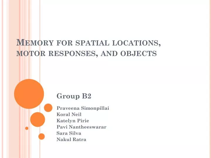 memory for spatial locations motor responses and objects