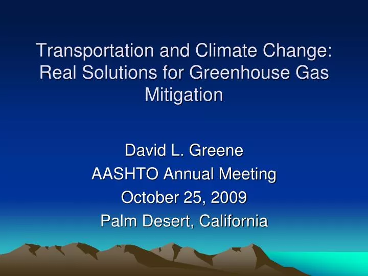 transportation and climate change real solutions for greenhouse gas mitigation