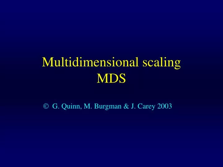 multidimensional scaling mds