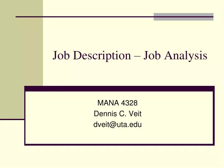 job description job analysis