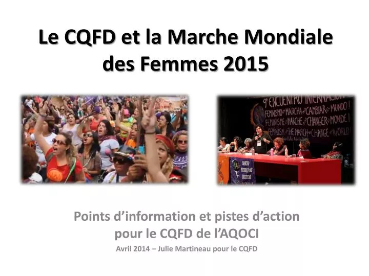 le cqfd et la marche mondiale des femmes 2015