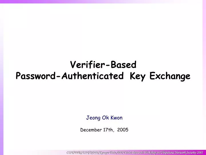 verifier based password a uthenticated k ey exchange