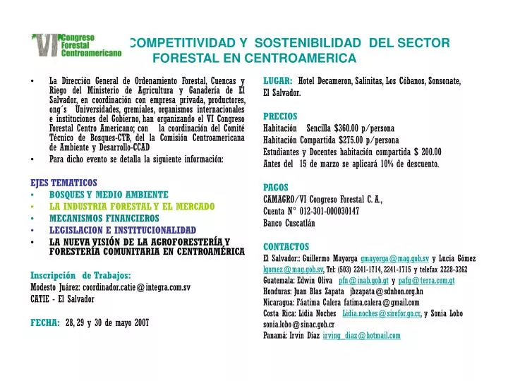 competitividad y sostenibilidad del sector forestal en centroamerica