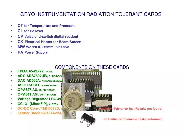 cryo instrumentation radiation tolerant cards