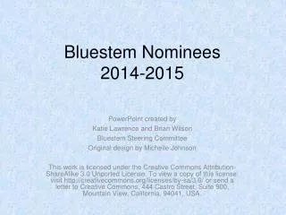 Bluestem Nominees 2014-2015