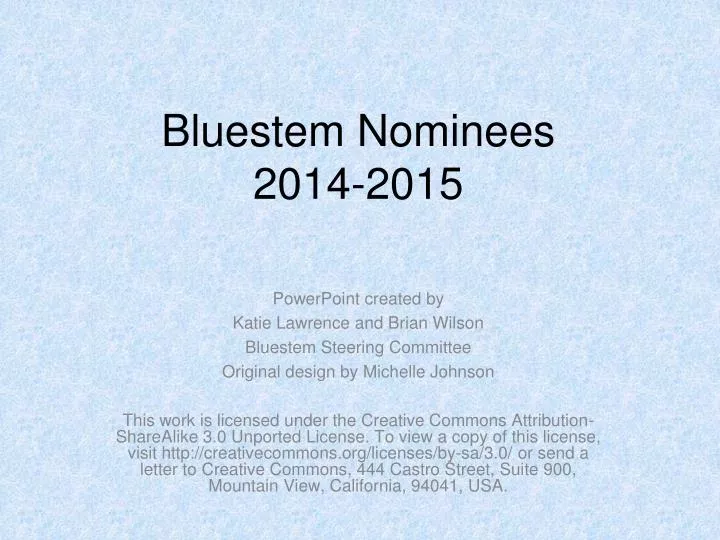 bluestem nominees 2014 2015