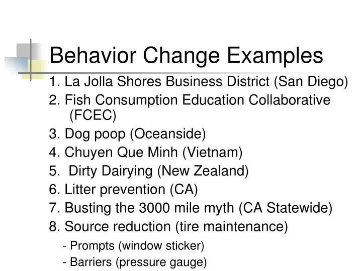 behavior change examples