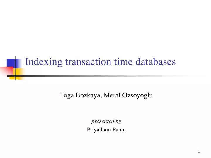 indexing transaction time databases