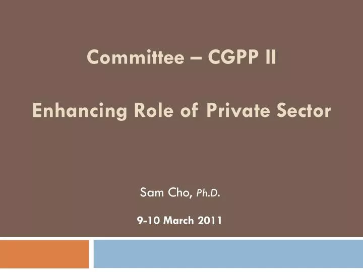committee cgpp ii enhancing role of private sector