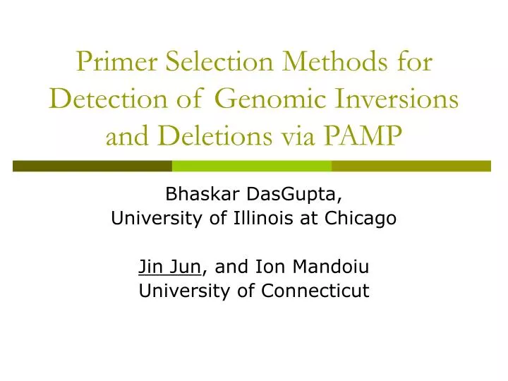 primer selection methods for detection of genomic inversions and deletions via pamp