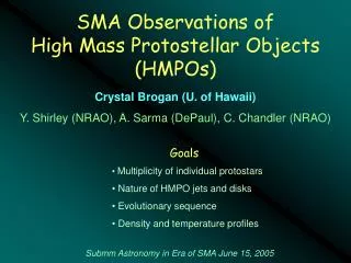 SMA Observations of High Mass Protostellar Objects (HMPOs)