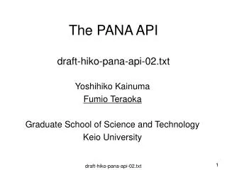 The PANA API draft-hiko-pana-api-02.txt