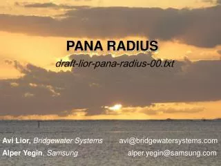 PANA RADIUS draft-lior-pana-radius-00.txt