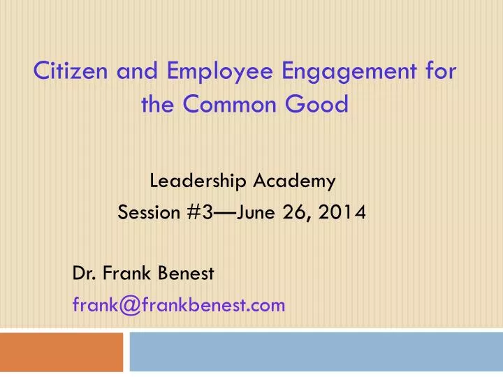 citizen and employee engagement for the common good