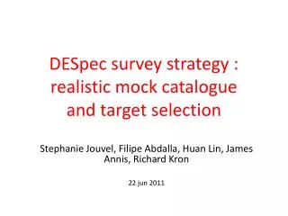 DESpec survey strategy : realistic mock catalogue and target selection